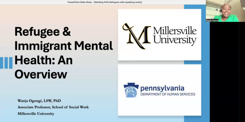 Powerpoint screen title with Millersville University and PA DHS / OMHSAS logos