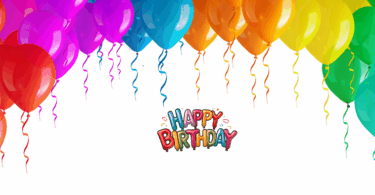 balloons with happy birthday banner