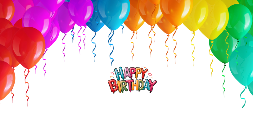 balloons with happy birthday banner